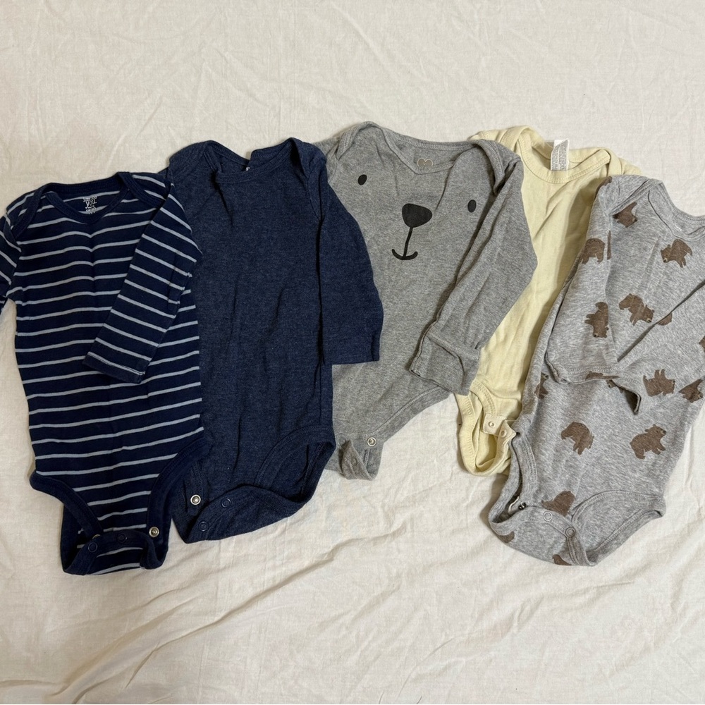 Long sleeve Bodysuits - Navy, Gray, Cream